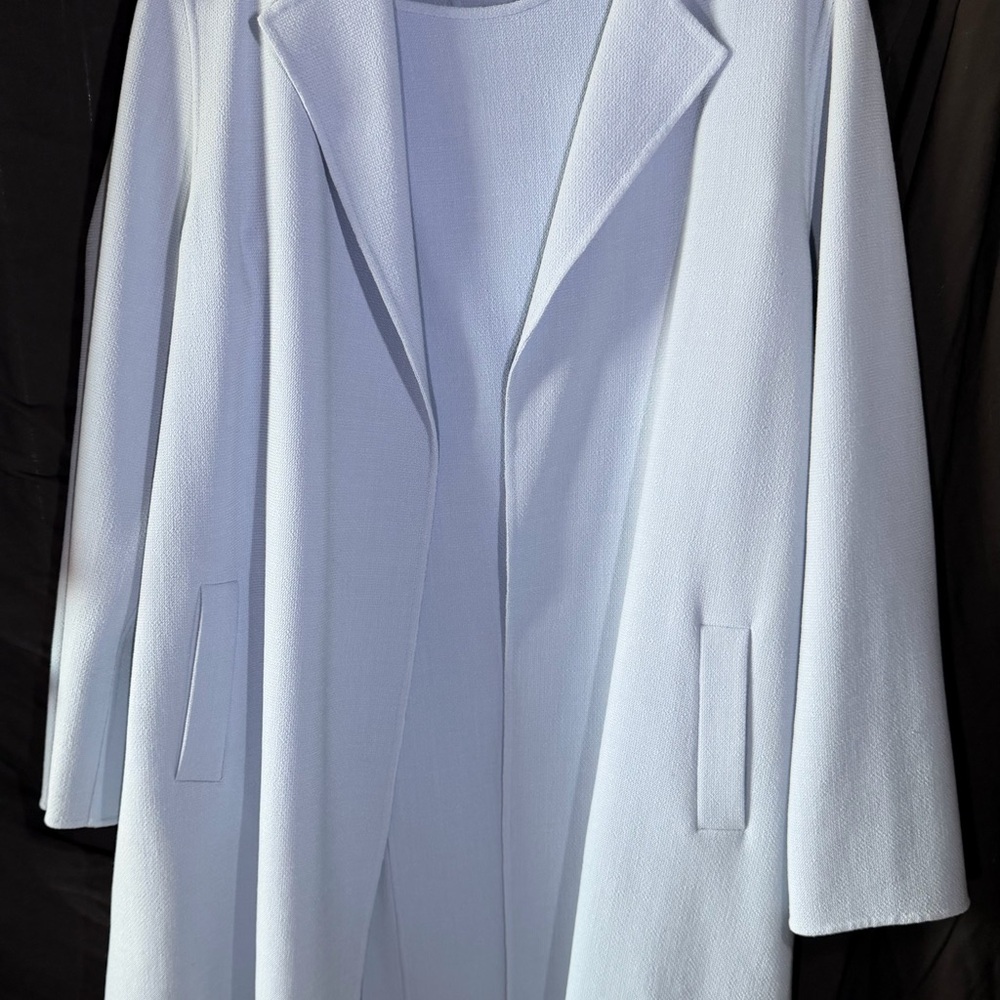 Doncaster Women’s Blue Wool Suit 3 Piece , Jacket, Dress, And Skirt Size 16/18